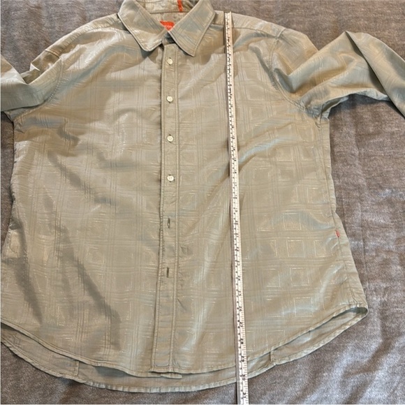 BOSS HUGO BOSS button up shirt cotton blend semi sheen pattern beige size XXL - Picture 13 of 15